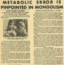 Metabloic Error is Pinpointed in Mongolism: Hope for Prevention - Cure?