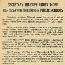 Secretary Ribicoff Urges More Handicapped Children in Public Schools