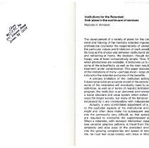 Institutions for the Retarded: Their Place in the Continuum of Services