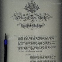 Framed Proclamation and Pen Commemorating the Approval of Senate Bill Number 6374