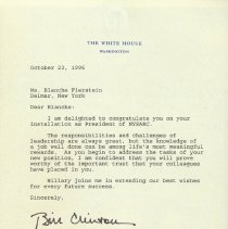 Dear Blanche... Sincerely, Bill Clinton