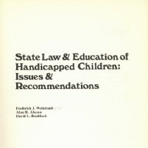 State Law and Education of Handicapped Children: Issues and Recommendations