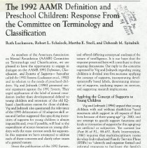The 1992 AAMR Definition and Preschool Children: Response from the Committee on Terminology and Classification