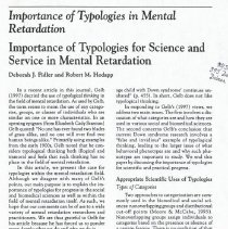 Importance of Typologies in Mental Retardation