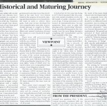 A Historical and Maturing Journey
