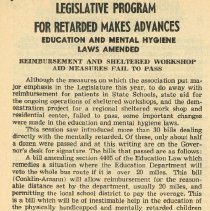 Legislative Program for Retarded Makes Advances