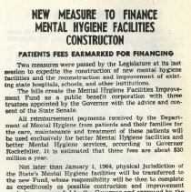 New Measure to Finance Mental Hygiene Facilities Construction