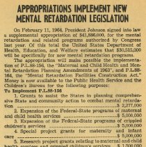 Appropriations Implent New Mental Retardation Legislation