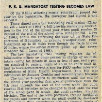 PKU Mandatory Testing Becomes Law