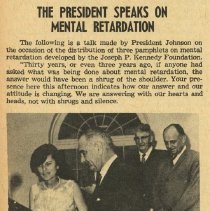 The President Speaks on Mental Retardation