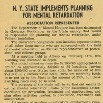 NY State Implements Planning for Mental Retardation