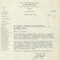 Correspondence About the Establishment of a Joint Legislative Committee