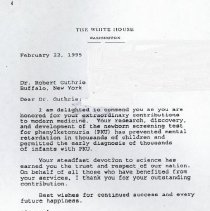 Letter from President Bill Clinton to Dr. Robert Guthrie