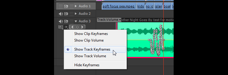 Using Premiere Pro's Audio Automation Modes - Showing Track Keyframes Using Premiere Pro's Audio Automation Modes - Showing Track Keyframes