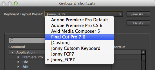 changing shortcuts in premiere pro cc