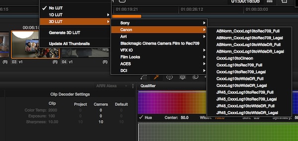 free canon log footage luts for C100 C300 C500