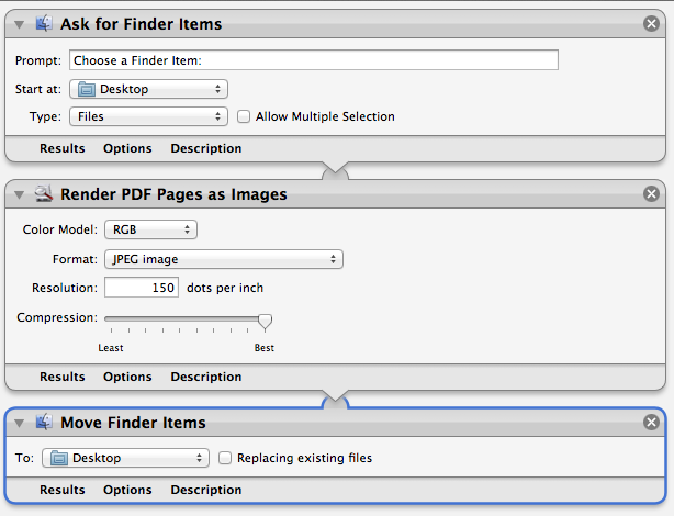 Automator workflow all pdf pages to jpeg