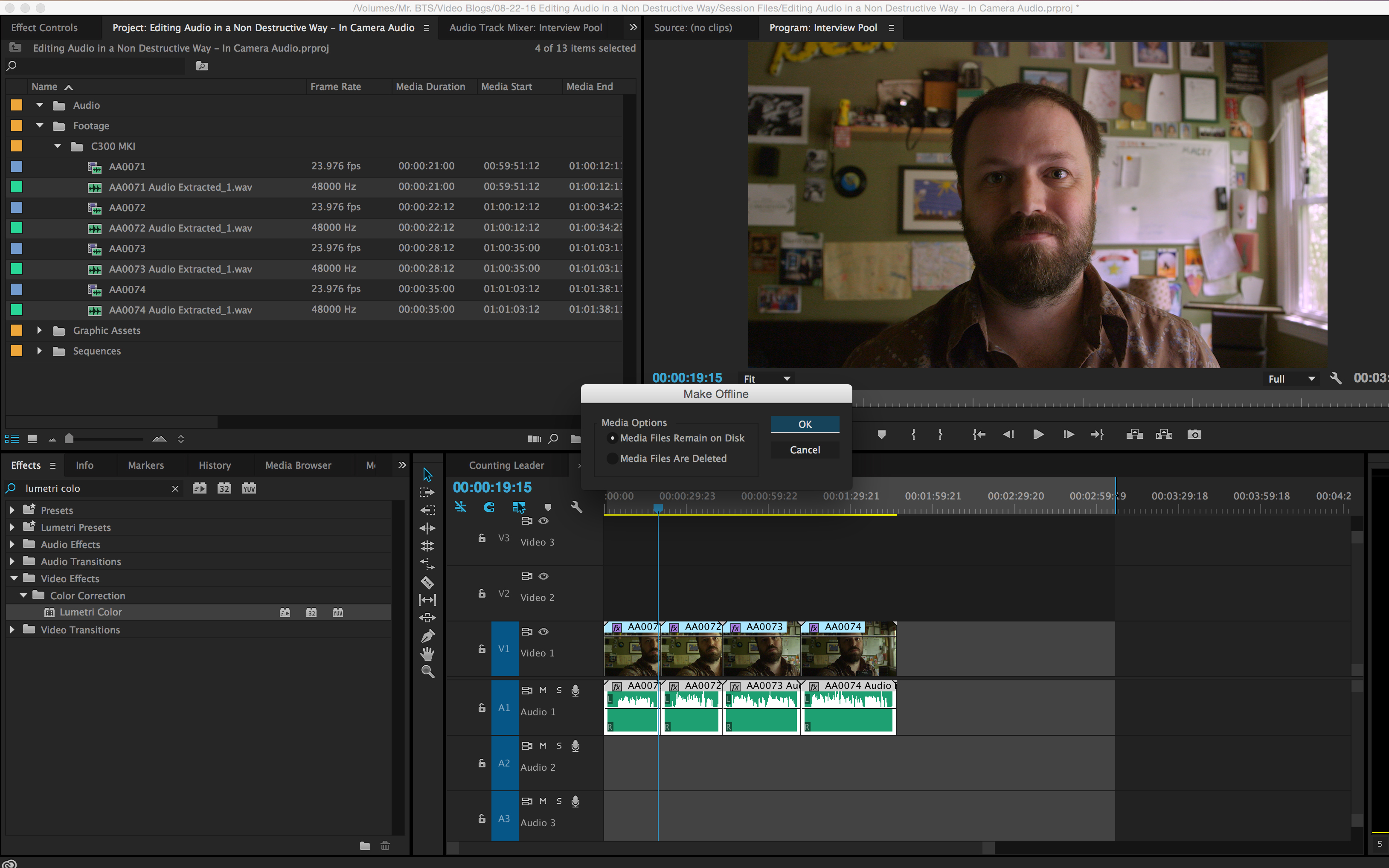 How To Simultaneously Edit Multiple Internal Camera Audio Files