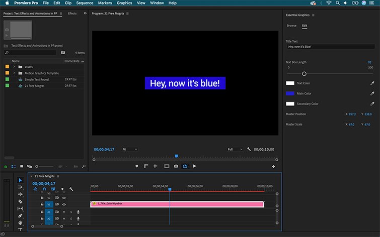 text animation premiere pro