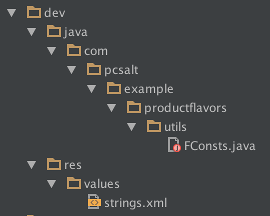 Directory structure of dev productFlavor