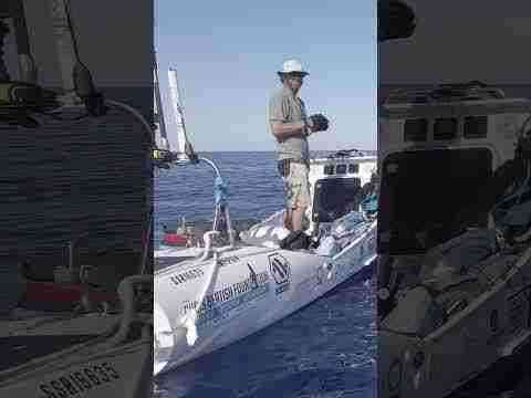 Learning how to fly a drone, while on the Transpacific Wing Foil Crossing.
