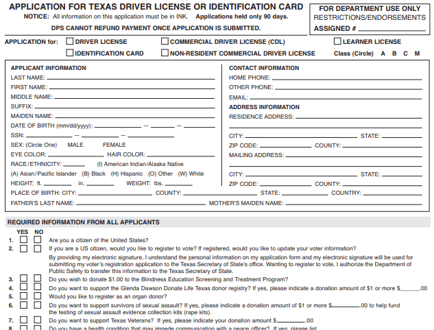Form Texas DL-14A Image