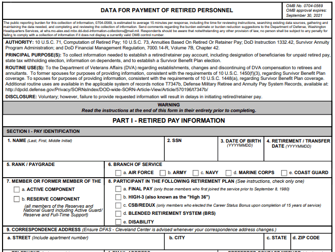 Form DD 2656 Image