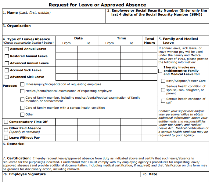 Form OPM 71 Image