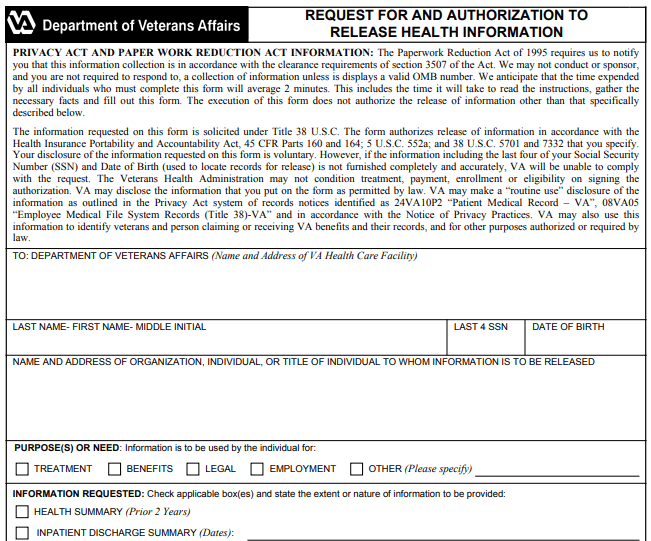 Form VA 10-5345 Image