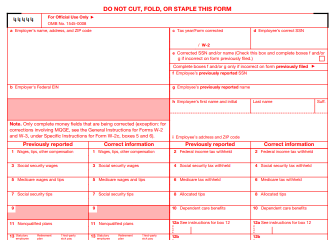Form W-2C Image