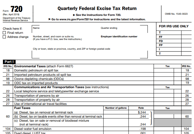Form 720 IRS Image