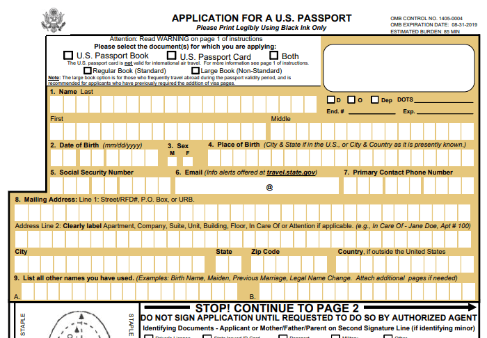 Form DS-11 Image