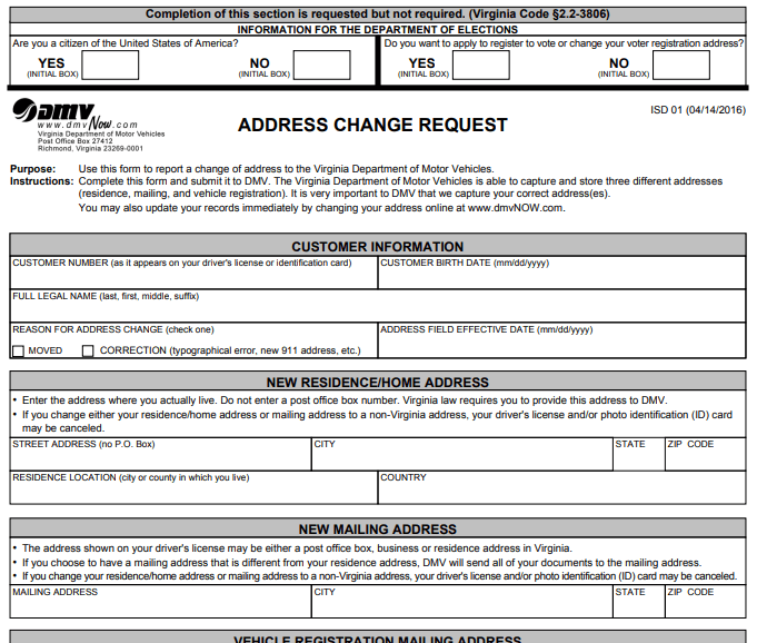 Form Virginia Address Change Image