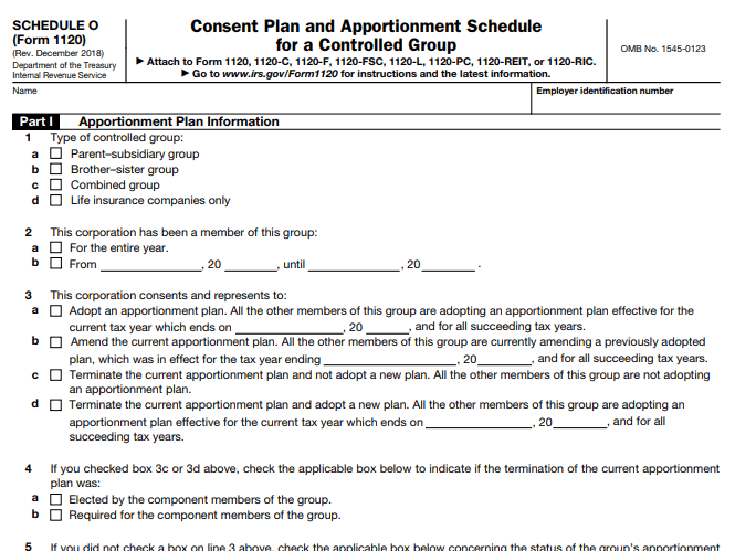 Form 1120 Schedule O Image