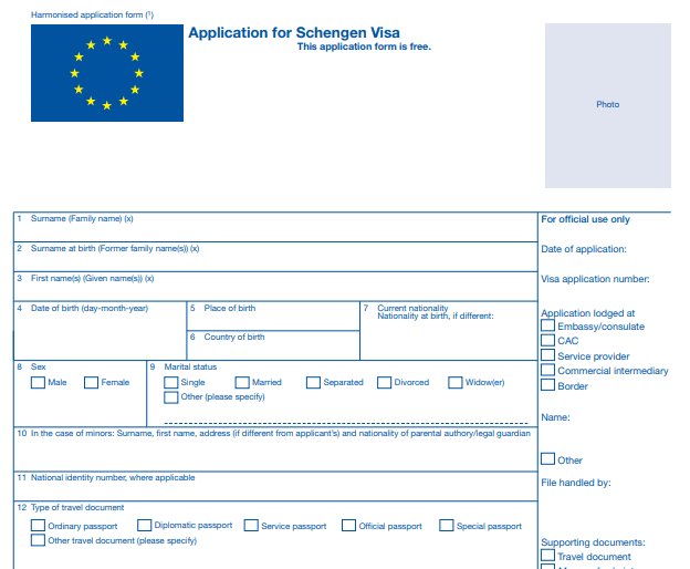 Form Schengen Visa Application  Image