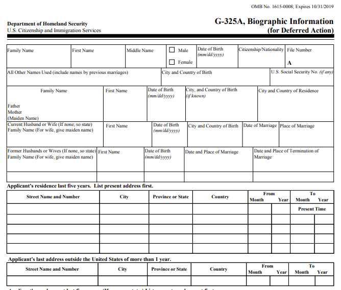Form G-325A Image