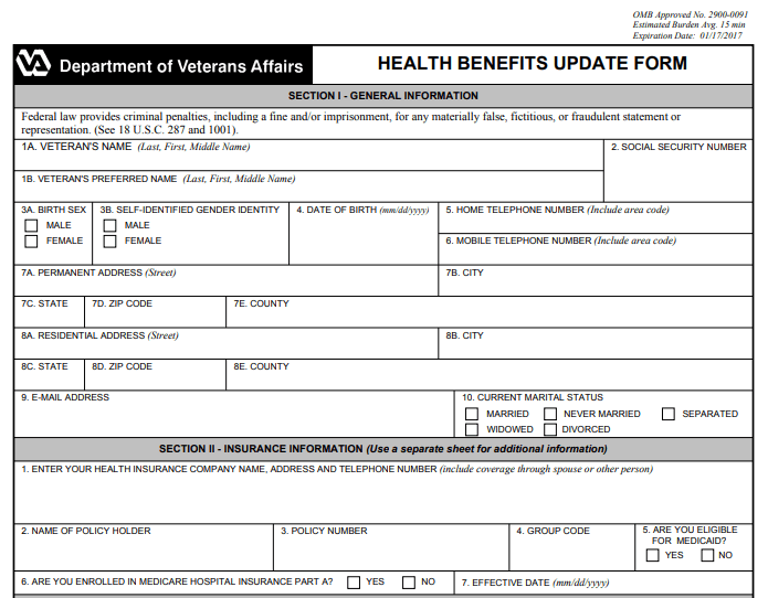 Form VA 10-10EZR Image
