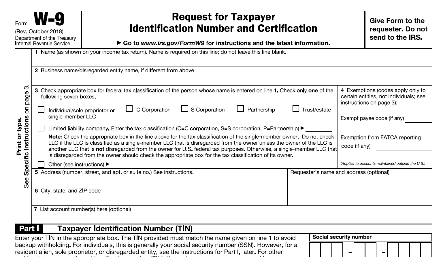 Form W9 (2018) Image