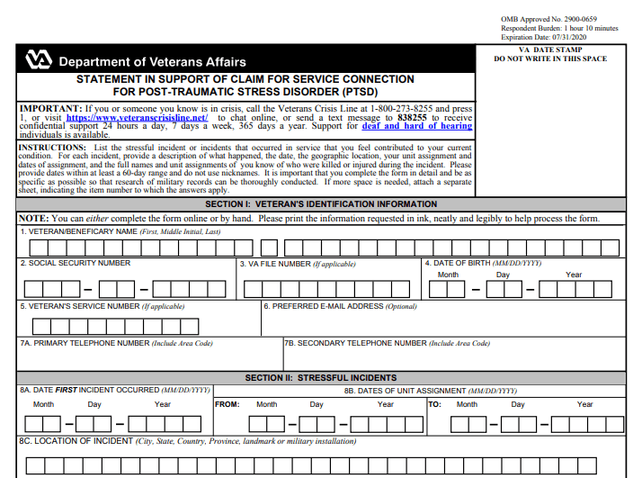 Form VA 21-0781 Image