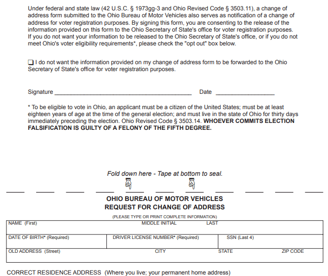 Form Ohio Change of Address Image