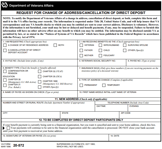 Form VA 20-572 Image