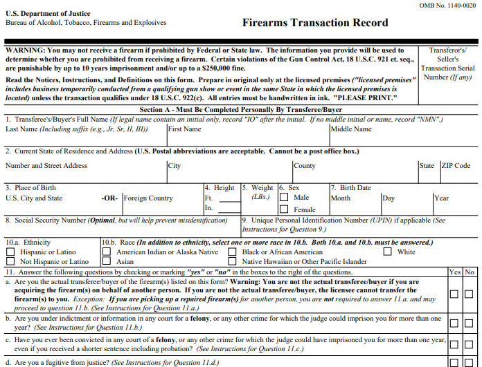 Form ATF 4473 Image