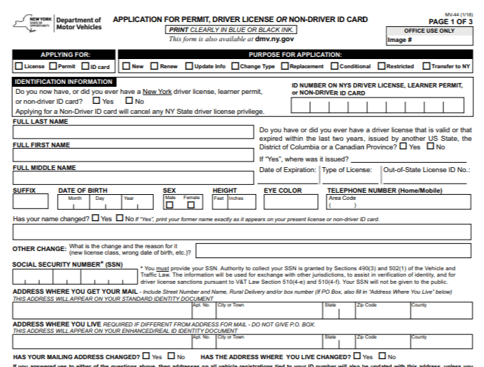 Form NY DMV License Renewal Image