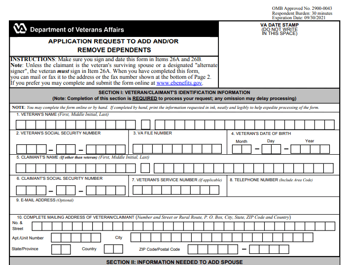 Form VA 21-686c Image