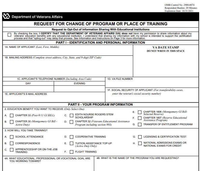 Form VA 22-1995 Image