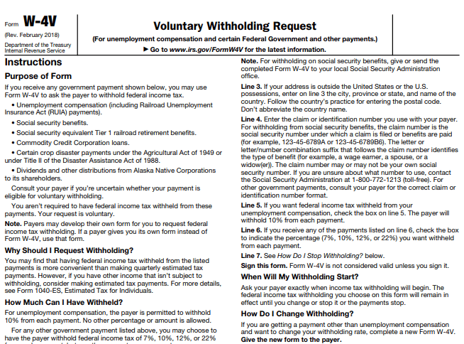 Form W-4V Image