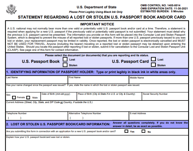 Form DS-64 Image