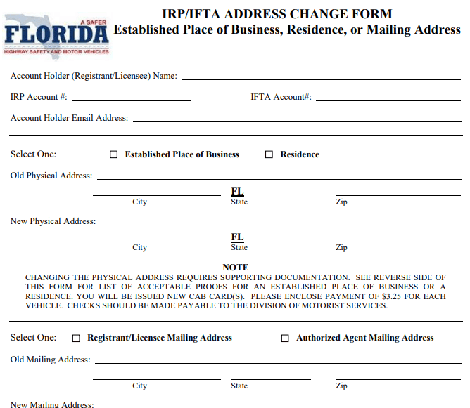 Form Florida DHSMV Address Change Image
