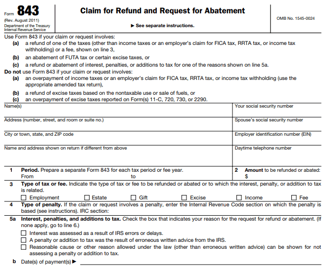 Form 843 Image