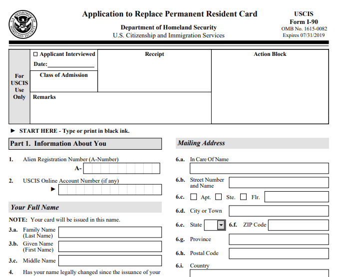 Form I-90 Image